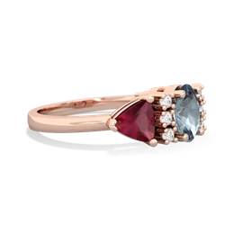 Aquamarine Antique Style Three Stone 14K Rose Gold ring R2186