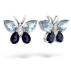 Aquamarine Butterfly 14K White Gold earrings E2215