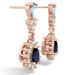 Aquamarine Halo Pear Dangle 14K Rose Gold earrings E1882
