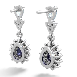 Aquamarine Halo Pear Dangle 14K White Gold earrings E1882