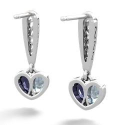 Aquamarine Filligree Heart 14K White Gold earrings E5070