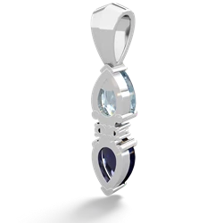 Aquamarine Bowtie Drop 14K White Gold pendant P0865