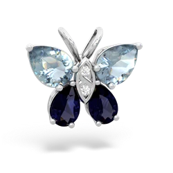 Aquamarine Butterfly 14K White Gold pendant P2215