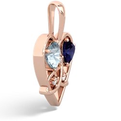 Aquamarine Celtic Trinity Heart 14K Rose Gold pendant P5331