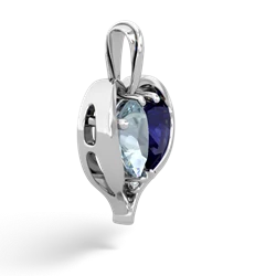 Aquamarine Two Become One 14K White Gold pendant P5330