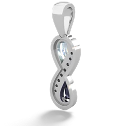 Aquamarine Diamond Infinity 14K White Gold pendant P5390