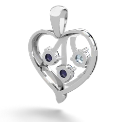 Aquamarine Glowing Heart 14K White Gold pendant P2233