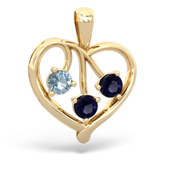 Aquamarine Glowing Heart 14K Yellow Gold pendant P2233