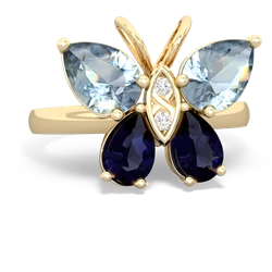 Aquamarine Butterfly 14K Yellow Gold ring R2215