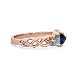 Aquamarine Heart To Heart Braid 14K Rose Gold ring R5870