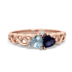 Aquamarine Heart To Heart Braid 14K Rose Gold ring R5870