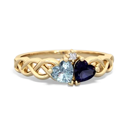 Aquamarine Heart To Heart Braid 14K Yellow Gold ring R5870