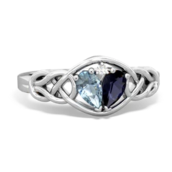 Aquamarine Celtic Love Knot 14K White Gold ring R5420