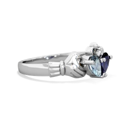 Aquamarine 'Our Heart' Claddagh 14K White Gold ring R2388