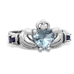 Aquamarine Claddagh Keepsake 14K White Gold ring R5245