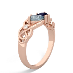 Aquamarine 'One Heart' Celtic Knot Claddagh 14K Rose Gold ring R5322