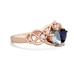 Aquamarine 'One Heart' Celtic Knot Claddagh 14K Rose Gold ring R5322