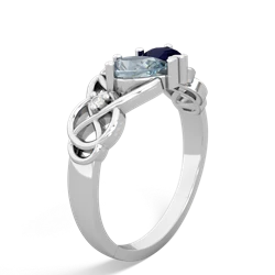 Aquamarine 'One Heart' Celtic Knot Claddagh 14K White Gold ring R5322