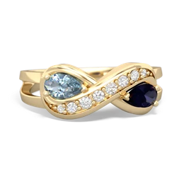 Aquamarine Diamond Infinity 14K Yellow Gold ring R5390