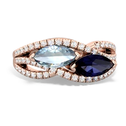 Aquamarine Diamond Rivers 14K Rose Gold ring R3070