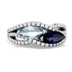 Aquamarine Diamond Rivers 14K White Gold ring R3070