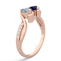 Aquamarine Side By Side 14K Rose Gold ring R3090