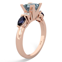 Aquamarine 6Mm Princess Eternal Embrace Engagement 14K Rose Gold ring C2002