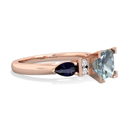 Aquamarine 6Mm Princess Eternal Embrace Engagement 14K Rose Gold ring C2002