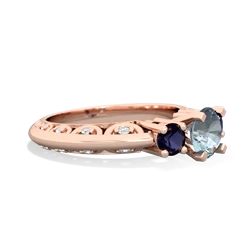 Aquamarine Art Deco Eternal Embrace Engagement 14K Rose Gold ring C2003