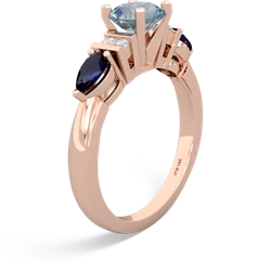 Aquamarine 6Mm Round Eternal Embrace Engagement 14K Rose Gold ring R2005