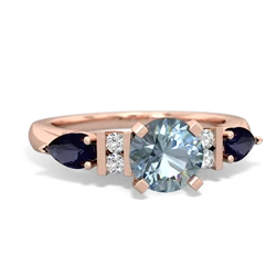 Aquamarine 6Mm Round Eternal Embrace Engagement 14K Rose Gold ring R2005