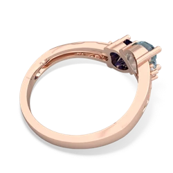 Aquamarine Snuggling Hearts 14K Rose Gold ring R2178