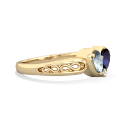 Aquamarine Filligree 'One Heart' 14K Yellow Gold ring R5070