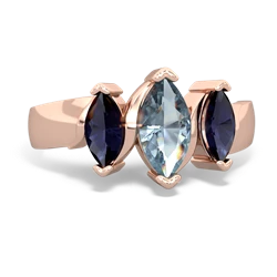 Aquamarine Three Peeks 14K Rose Gold ring R2433