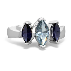 Aquamarine Three Peeks 14K White Gold ring R2433