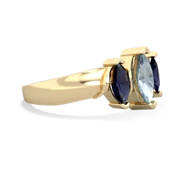 Aquamarine Three Peeks 14K Yellow Gold ring R2433