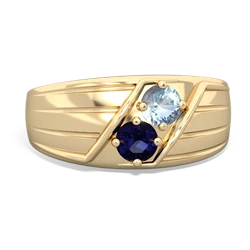 Aquamarine Men's Streamline 14K Yellow Gold ring R0460