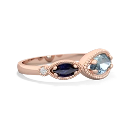 Aquamarine Milgrain Marquise 14K Rose Gold ring R5700