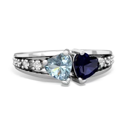 Aquamarine Heart To Heart 14K White Gold ring R3342