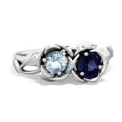 Aquamarine Rose Garden 14K White Gold ring R5510