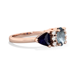 Aquamarine Antique Style Three Stone 14K Rose Gold ring R2186