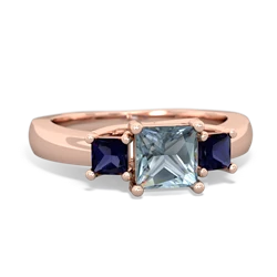 Aquamarine Three Stone Trellis 14K Rose Gold ring R4015