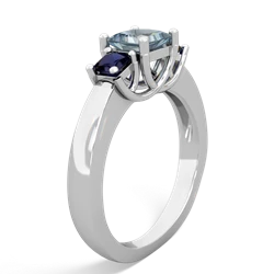 Aquamarine Three Stone Trellis 14K White Gold ring R4015