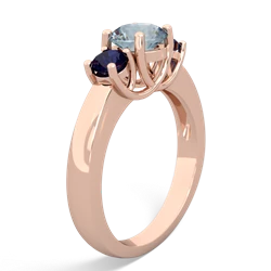 Aquamarine Three Stone Round Trellis 14K Rose Gold ring R4018