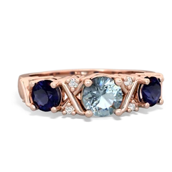 Aquamarine Hugs And Kisses 14K Rose Gold ring R5016