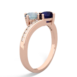 Aquamarine Channel Set Two Stone 14K Rose Gold ring R5303