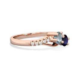 Aquamarine Infinity Pave Two Stone 14K Rose Gold ring R5285