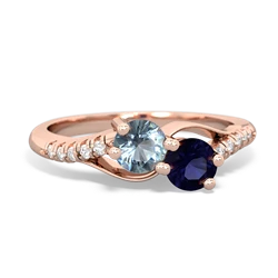 Aquamarine Infinity Pave Two Stone 14K Rose Gold ring R5285