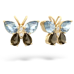 Aquamarine Butterfly 14K Yellow Gold earrings E2215