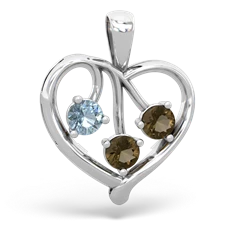 Aquamarine Glowing Heart 14K White Gold pendant P2233